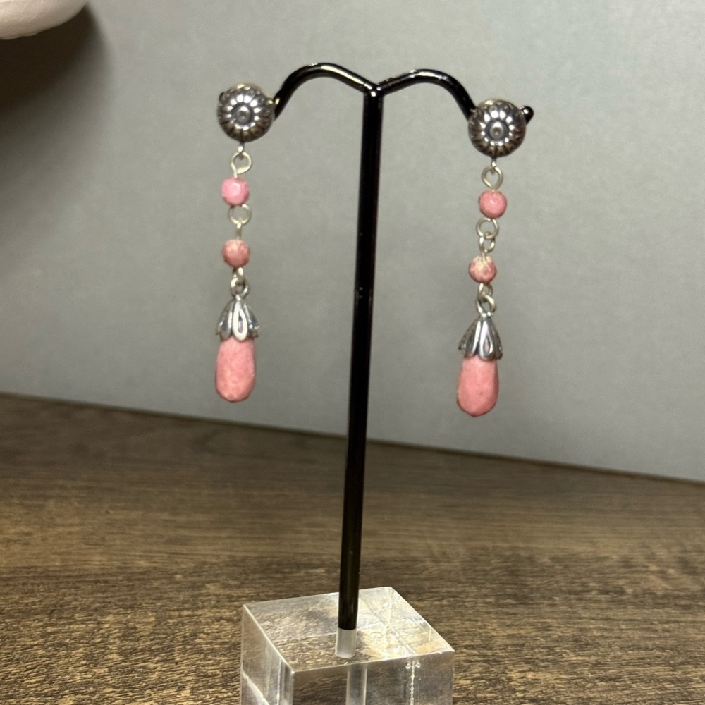 Sterling Silver & Rhodonite Dangle Earrings